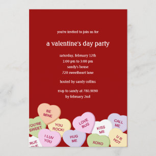 Candy Hearts Valentins Party Einladung