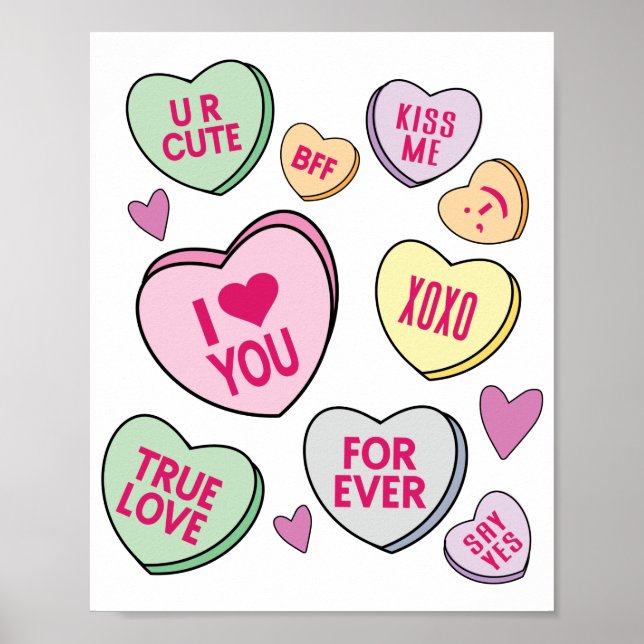 Candy Hearts Valentinstag Conversation Hearts Poster (Vorne)