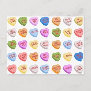 Candy Hearts Valentinstag Postkarte