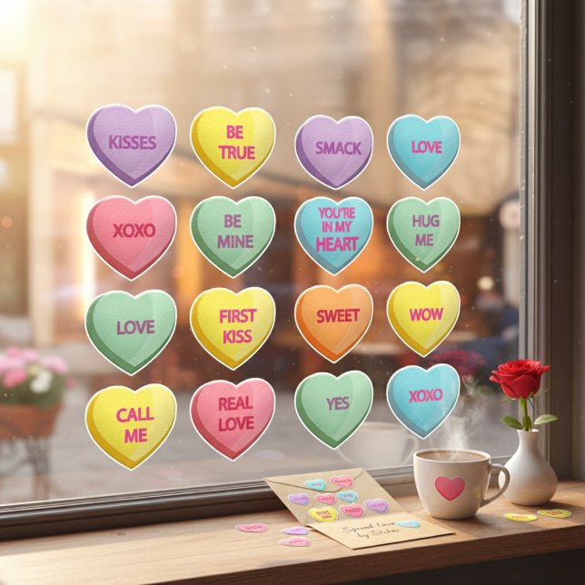 Candy Hearts Window Clying Fensteraufkleber (Candy Hearts Window Cling)
