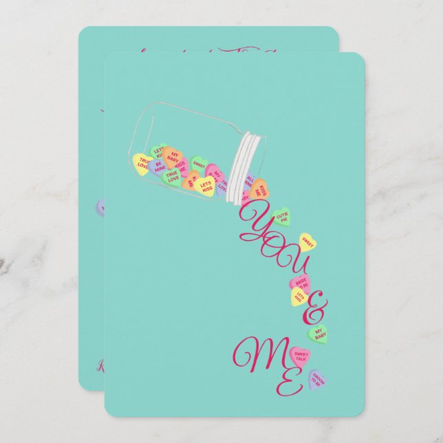 Candy Hearts You & Me Celebration Dusche Party Einladung (Vorne/Hinten)