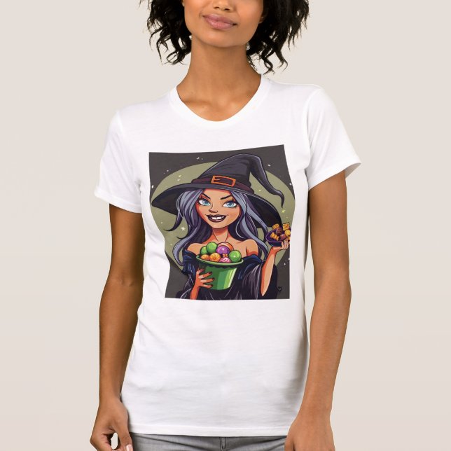 Candy Hexe - Sweet and Spooky Halloween Magie T-Shirt (Vorderseite)
