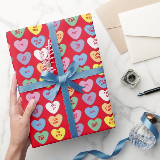 Candy Hört benutzerdefinierte Nachrichten Valentin Geschenkpapier (Schenken)