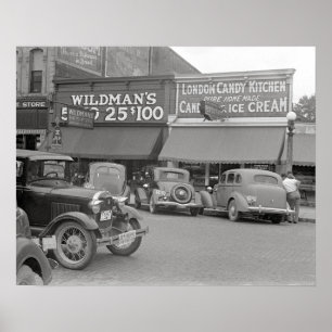 Candy & Ice Cream Shop, 1938. Vintages Foto Poster