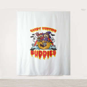 Candy Jagd Buddies Halloween Zwillingskostüm Wandteppich