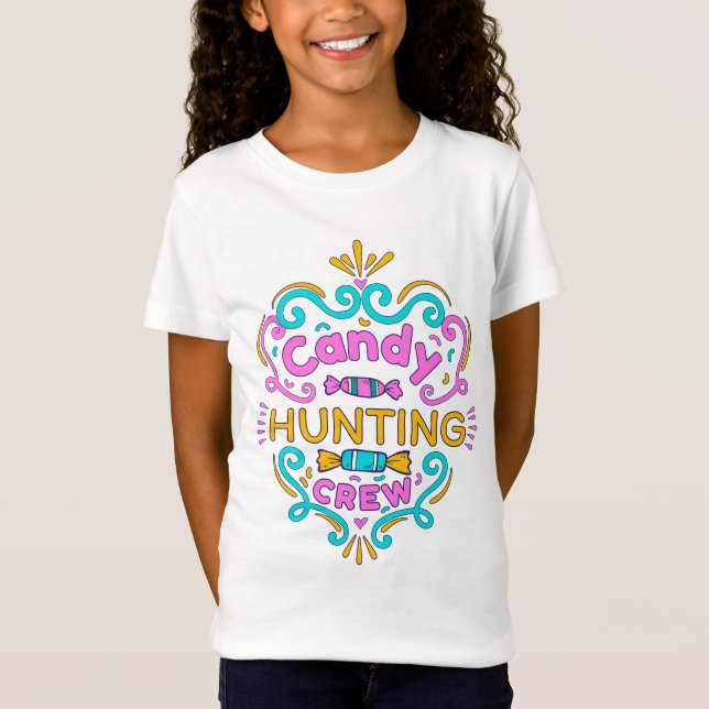 Candy-Jagd Crew mit farbenfrohen Blume T-Shirt (Vorderseite)