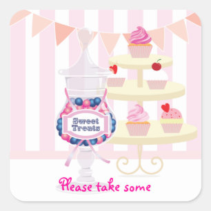 Candy Jar und Cupcakes Gunst Sticker