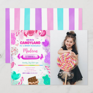 Candy Land Birthday Foto Einladung