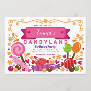Candy Land Geburtstagseinladung Einladung