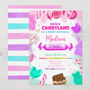 Candy Land Geburtstagseinladung Einladung