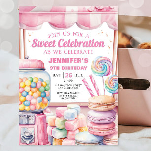 Candy Land Girl Pink Sweet Celebration Birthday Einladung