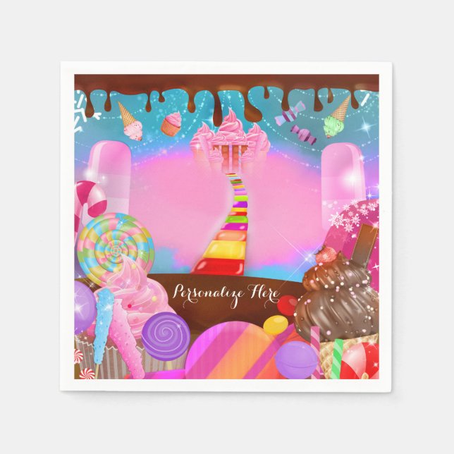 Candy Land Party Fantasy Geburtstag Personalisiert Serviette (Vorderseite)