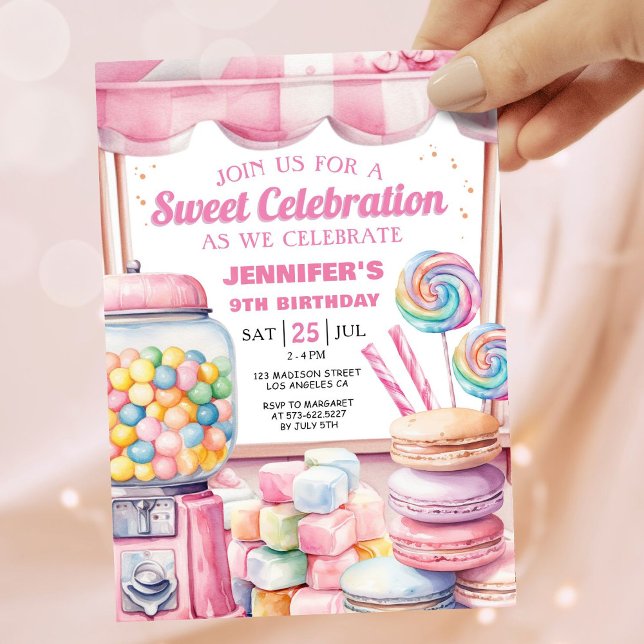 Candy Land Pink Sweet Celebration Birthday Einladung (Von Creator hochgeladen)