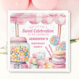 Candy Land Retro Rosa Süßigkeiten Girls Geburtstag Serviette