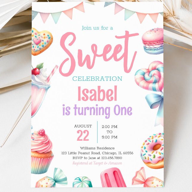 Candy Land Sweet Birthday Einladung (Von Creator hochgeladen)