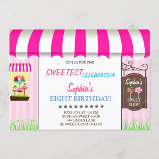 Candy Land Sweet Shop Geburtstagsparty Einladungen