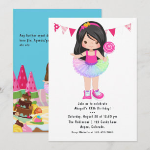 Candy Land Tutu Mädchen Geburtstagsfeier Einladung