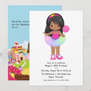 Candy Land Tutu Mädchen Geburtstagsfeier Einladung