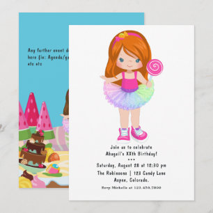 Candy Land Tutu Mädchen Geburtstagsfeier Einladung