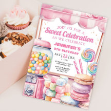 Candy Land Watercolor Sweet Celebration Birthday