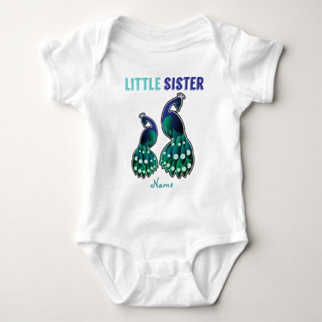 Candy Little Sister Peacock Personalisiert lernen Baby Strampler (Vorderseite)