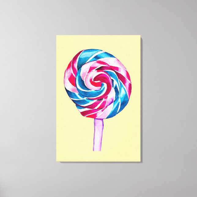 Candy Lollipop Wasserfarbe Süßes Kunst Leinwanddruck (Vorderseite)