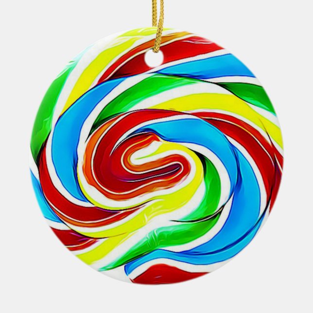 Candy Lollipop Weihnachten Keramik Ornament (Vorne)