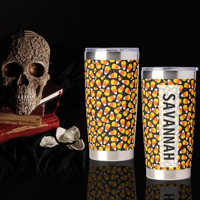 Candy Mais Halloween Individuelle Name Wasserflasc Thermobecher (Von Creator hochgeladen)