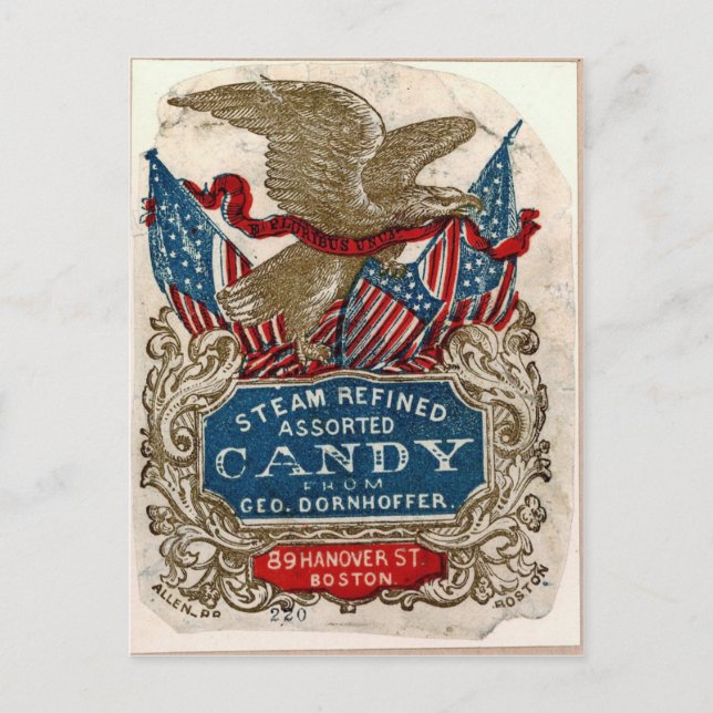 Candy Maker Label, Boston, Massachusetts Postkarte (Vorderseite)