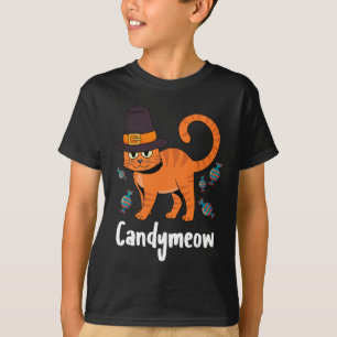Candy-meow Erntedank Day Cat Kitten Lover Fall T-Shirt