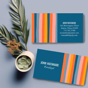 Candy Minimalistisch Stripes handmade Blue Visitenkarte