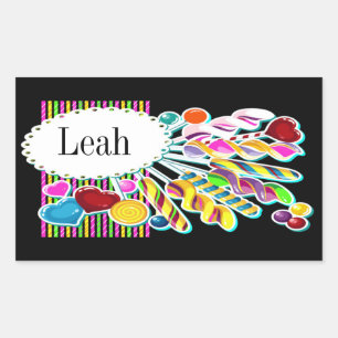 Candy Monogram Customizing Label Rechteckiger Aufkleber