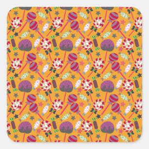 Candy-Muster Lollenmuster Lollipop 23 Quadratischer Aufkleber