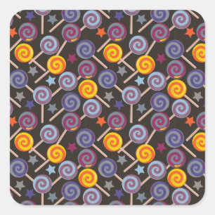 Candy-Muster Lollenmuster Lollipop 9 Quadratischer Aufkleber