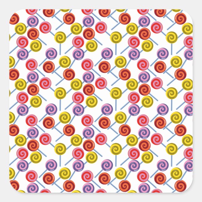 Candy pattern | Lollies pattern | lollipop 2 Quadratischer Aufkleber (Vorderseite)