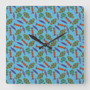 Candy pattern Lollies pattern lollipop 36 Quadratische Wanduhr