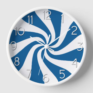 Candy Peppermint Swirl Blau und Weiße Uhr