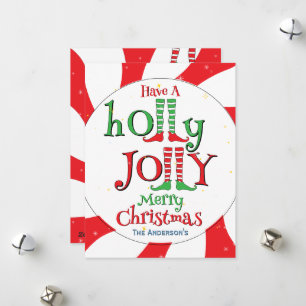 Candy Peppermint Swirl Holly Jolly Frohe Weihnacht Feiertagskarte