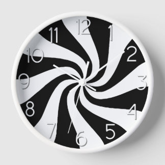 Candy Peppermint Swirl Schwarz-Weiß Uhr