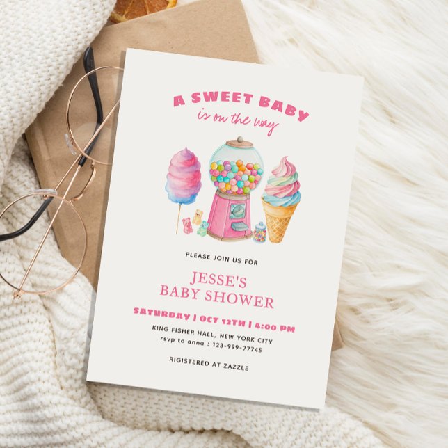 Candy Pink A Sweet Baby Shower is on the way  Einladung (Von Creator hochgeladen)