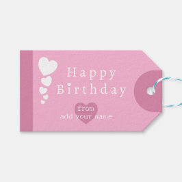 Candy Pink Birthday Hearts Gift Tags Geschenkanhänger