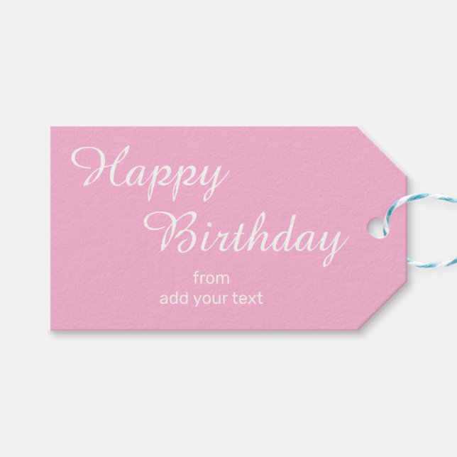 Candy Pink Geburtstagsgeschenkegel Geschenkanhänger (Vorderseite (Horizontal))