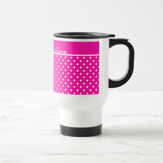 Candy Pink und White Travel Mug personalisieren Reisebecher (Rechts)