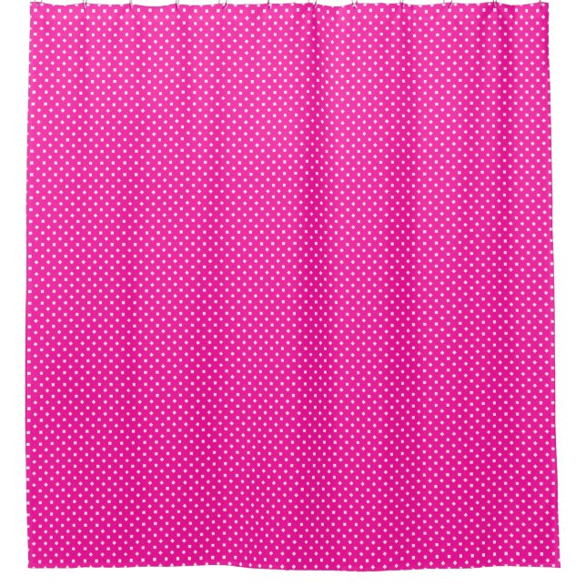 Candy Pink White Girly Square Polka Dot Pattern Duschvorhang (Vorderseite)
