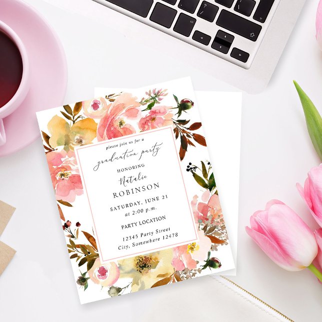 Candy Pink & Yellow Floral Graduation Party (Von Creator hochgeladen)