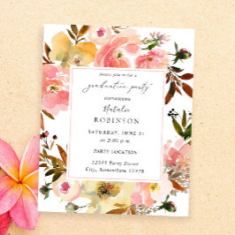 Candy Pink & Yellow Floral Graduation Party Flyer