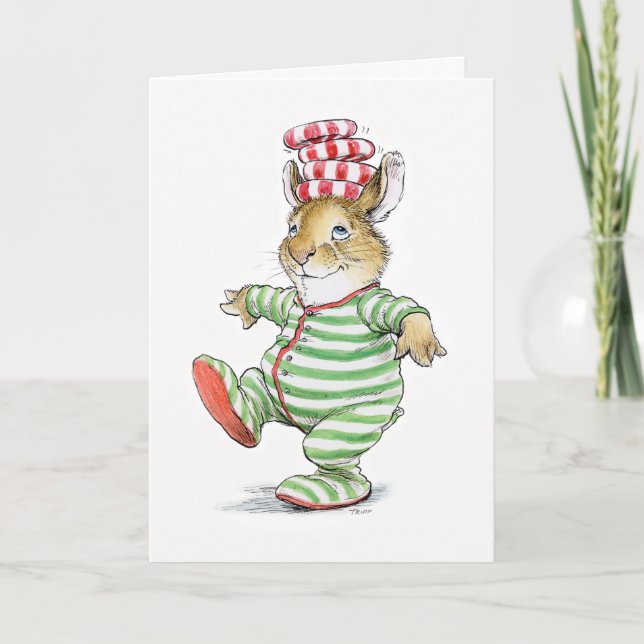 Candy PJ's Bunny Christmas Card Karte (Vorderseite)