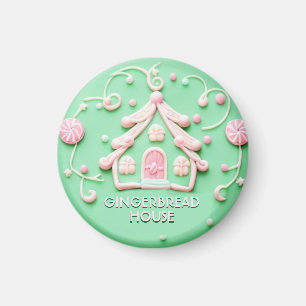 Candy/Pnk Gingerbrot House Magnet