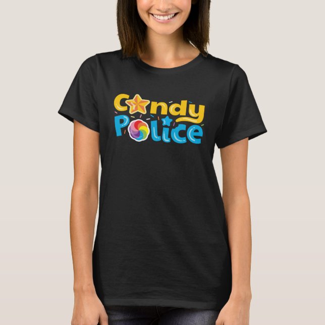 Candy Police Cute  Trick Or Treat Halloween Costum T-Shirt (Vorderseite)