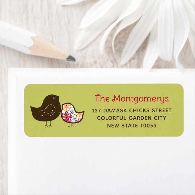 Candy Pop Damask Chicks Kinderdusche Adressenschil (Insitu)